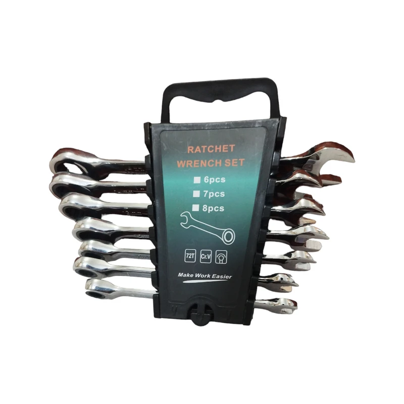 آچار یکسر تخت و یکسر رینگی جغجغه ای مدل RATCHET WRENCH مجموعه 7 عددی 