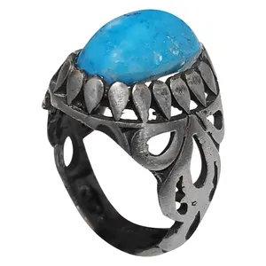 انگشتر نقره مردانه مدل فیروزه نیشابوری FN218240