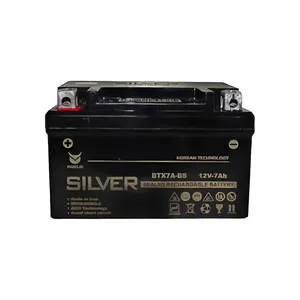 باتری موتورسیکلت 12 ولت 7 آمپر سیلور مدل پهن