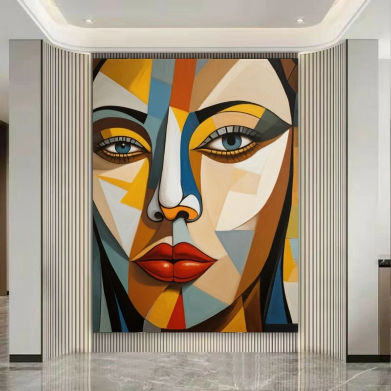 تابلو بوم طرح مخمل کوبیسم چهره کد GR745