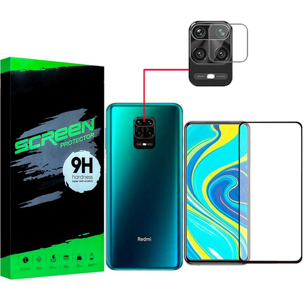 محافظ صفحه نمایش مدل JC-08 مناسب برای گوشی موبایل شیائومی Redmi Note 9S/9 pro/9/9 pro max به همراه محافظ لنز