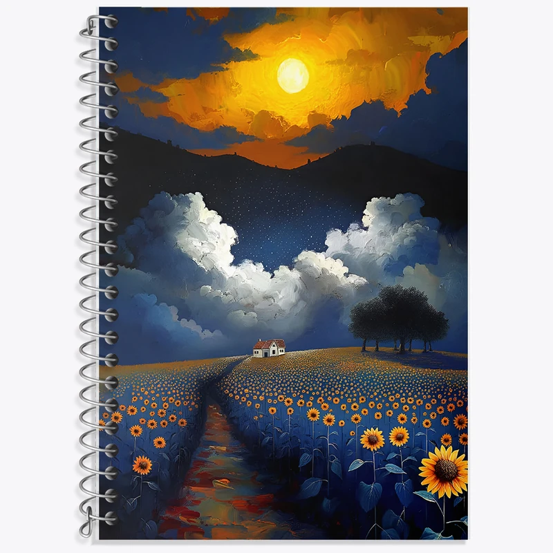 دفتر لغت 50 برگ خندالو طرح مزرعه آفتابگردان کد F5089