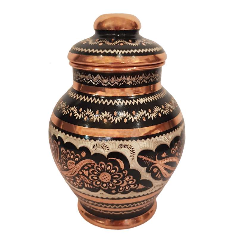قندان میناکاری طرح خمره ای درب دار کد 289