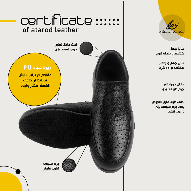 کفش روزمره مردانه چرم عطارد مدل چرم طبیعی کد SH54