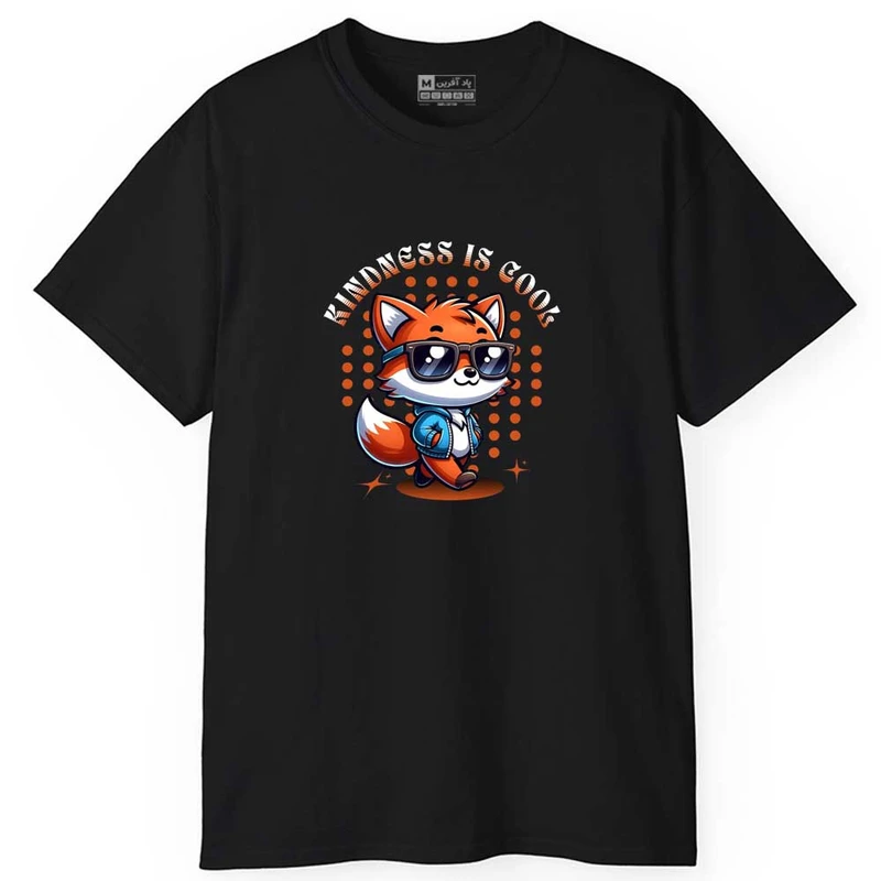 تی شرت آستین کوتاه مردانه پاد آفرین مدل اسپرت طرح روباه بامزه متن دار کد 0873