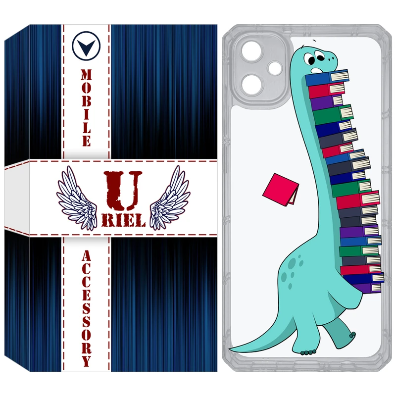کاور یوریل مدل Clear کد 17 طرح دایناسور کتابخوان مناسب برای گوشی موبایل سامسونگ Galaxy A05