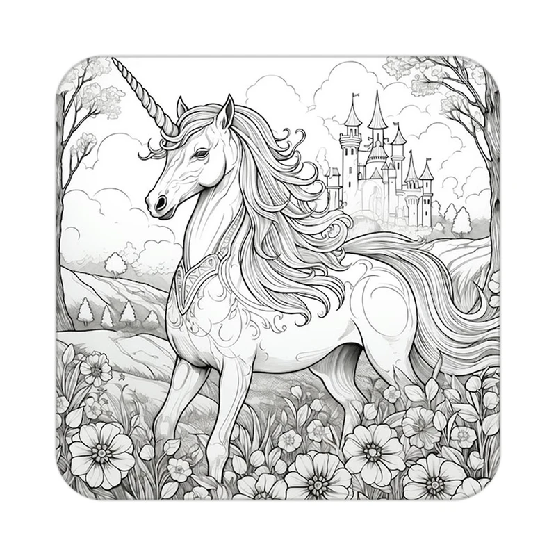 زیر لیوانی کاکتی طرح اسب تک شاخ و یونیکورن مدل mp30406