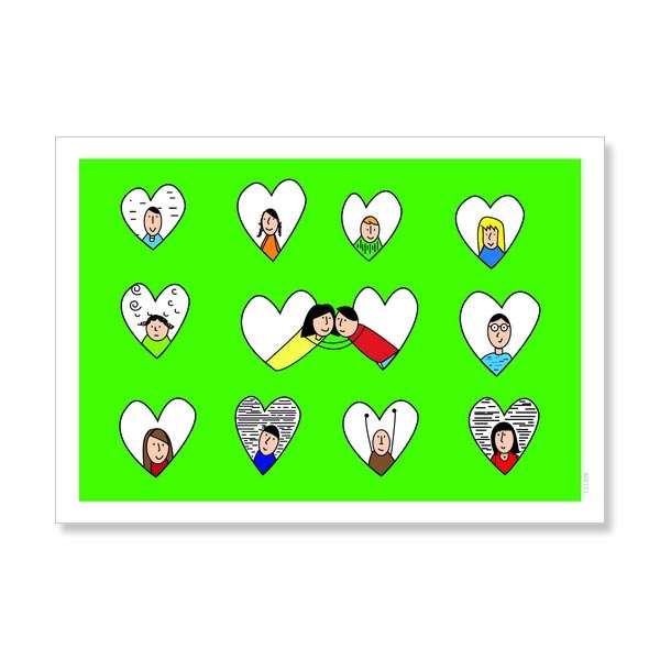 کارت پستال طرح دوازده قلب کد 131339