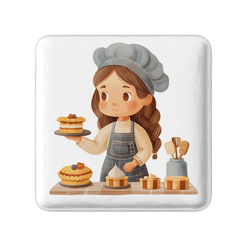 مگنت خندالو طرح کیک و شیرینی پزی مدل مربعی کد 36673