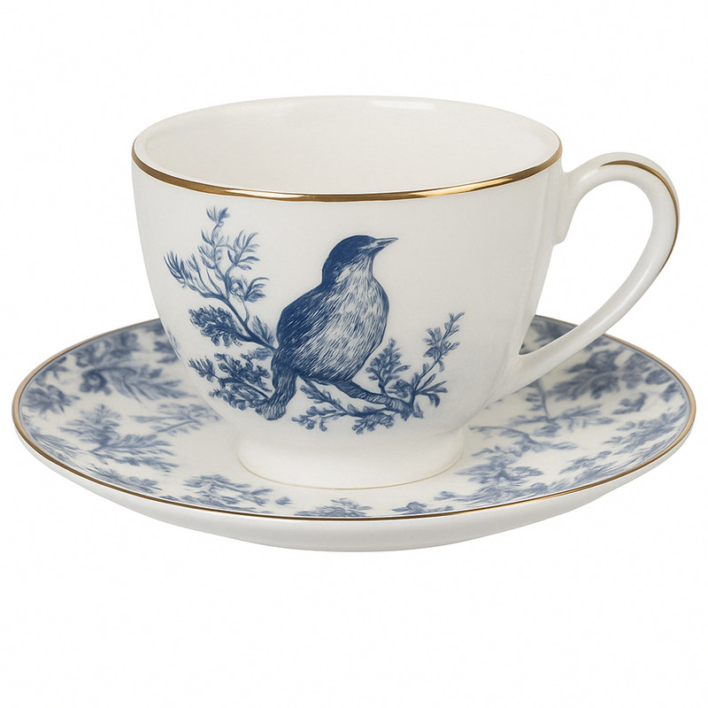 ست فنجان و نعلبکی 12 پارچه مدل پرنده