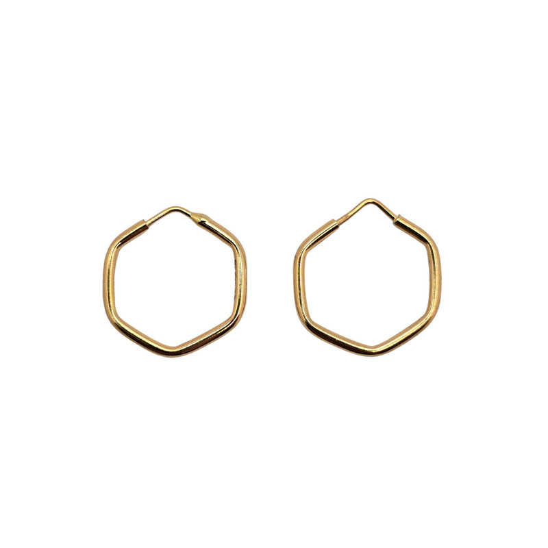 گوشواره طلا 18 عیار زنانه درگونه مدل حلقه ای شش ضلعی کد 10M
