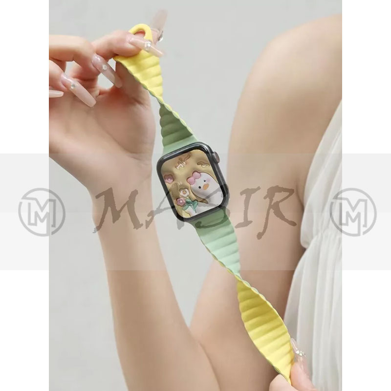 بند مسیر مدل Silicone Loop 2C Magnetic مناسب برای اپل واچ سری 1/2/3/4/5/6/7/8/9/SE سایز 38/40/41 میلی متری