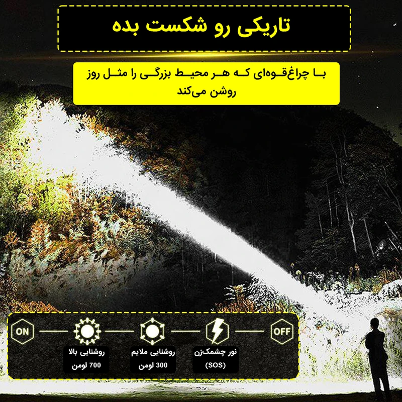 عکس شماره 2 : چراغ قوه دستی استرانگ مدل t108 با نور مهتابی