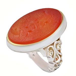 انگشتر نقره مردانه بازرگانی میلادی مدل رکاب دست ساز استاد تاج خطاطی کد AM_2770