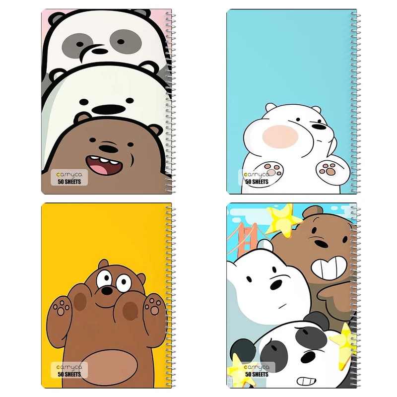 دفتر نقاشي 50 برگ کارنيکا طرح سه خرس کله پوک We Bare Bears کد 56591 مجموعه 4 عددی