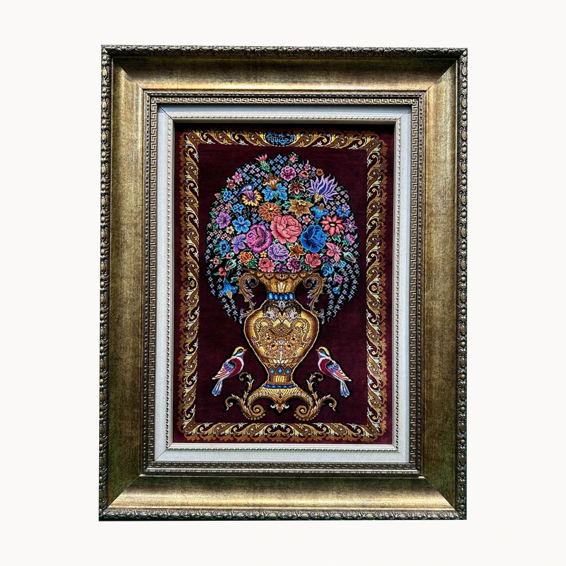 تابلو فرش دستباف طرح گلدانی کد ۲۱۴۳۳۲۲۳