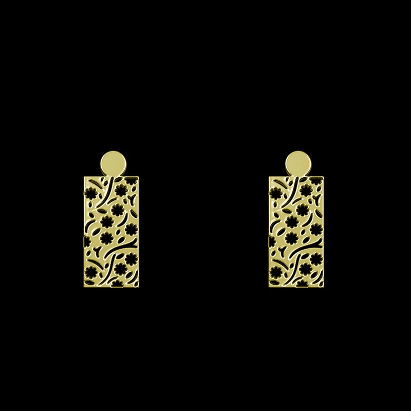 گوشواره طلا 18 عیار زنانه مدوپد مدل مستطیل کد GA1-14207