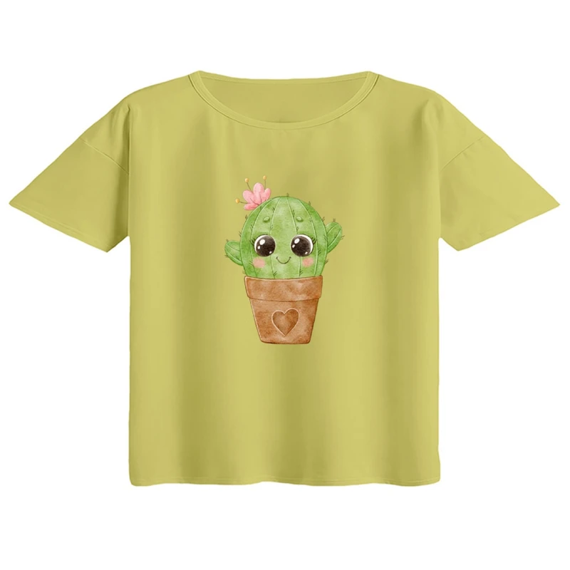 کراپ تی‌شرت آستین کوتاه زنانه مدل کاکتوس کوچولو