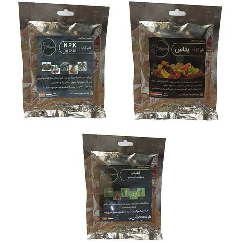 کود فسفر ریشه زایی (10-52-10) و پتاس و کنفیدور مدل raw material وزن 150 گرم بسته 3 عددی