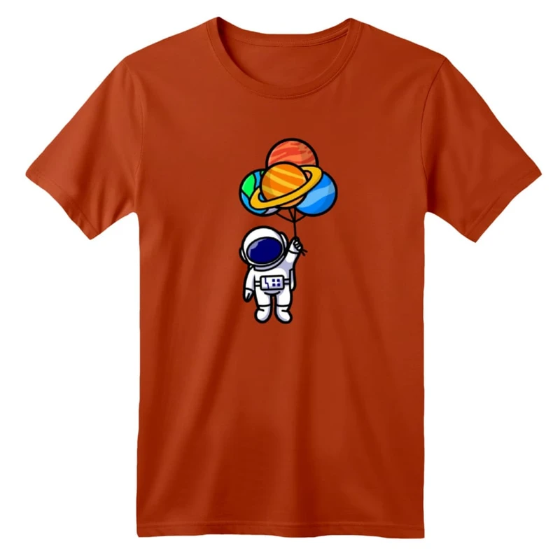 تی شرت آستین کوتاه بچگانه مدل فضانورد کد ۱۹ رنگ آجری