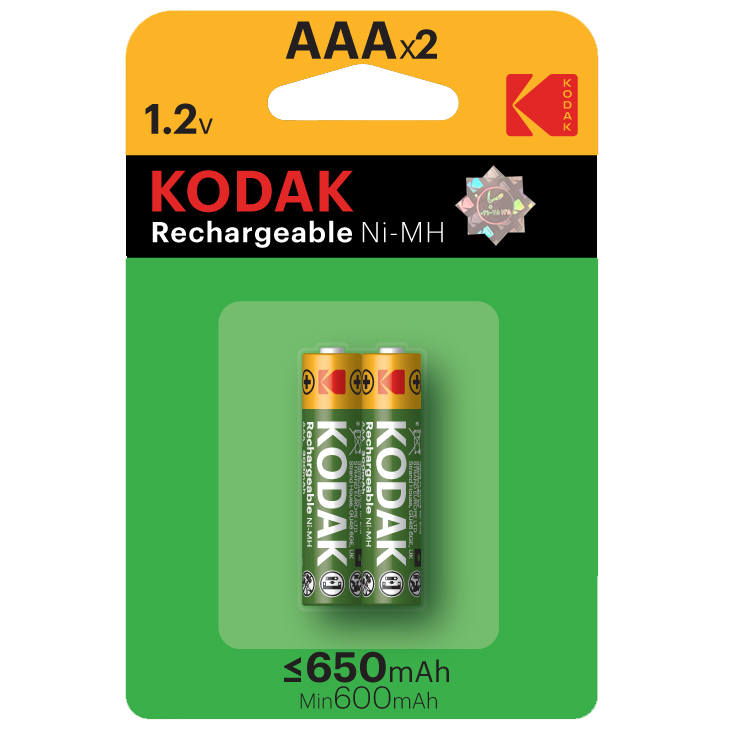 باتری نیم قلمی قابل شارژ کداک مدل Rechargeable 650 mAh بسته ۲ عددی