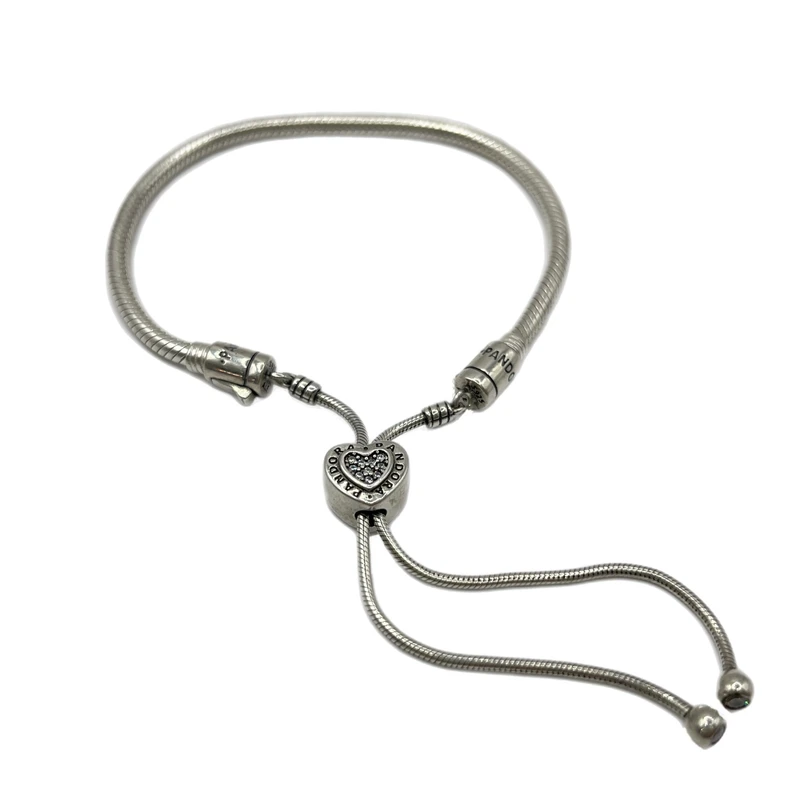 دستبند نقره زنانه پاندورا مدل Heart slider bracelet 5921
