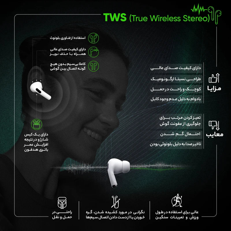 هدفون بلوتوثی کیو سی وای مدل T13 TWS عکس شماره 16