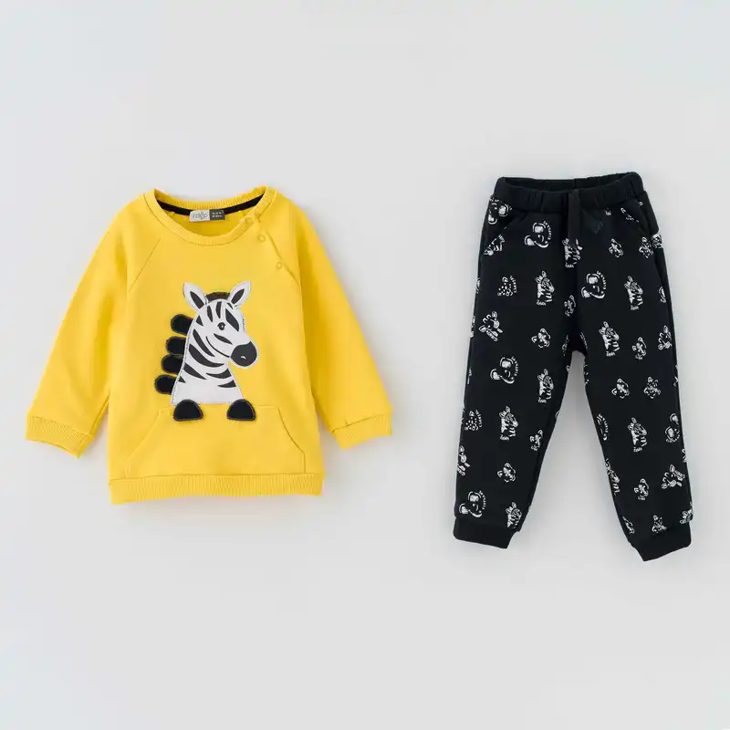 ست سویشرت و شلوار نوزادی ایندیگو مدل 421150 رنگ زرد