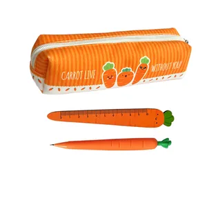 بسته لوازم تحریر مدل هویج خوشحال مجموعه 3 عددی