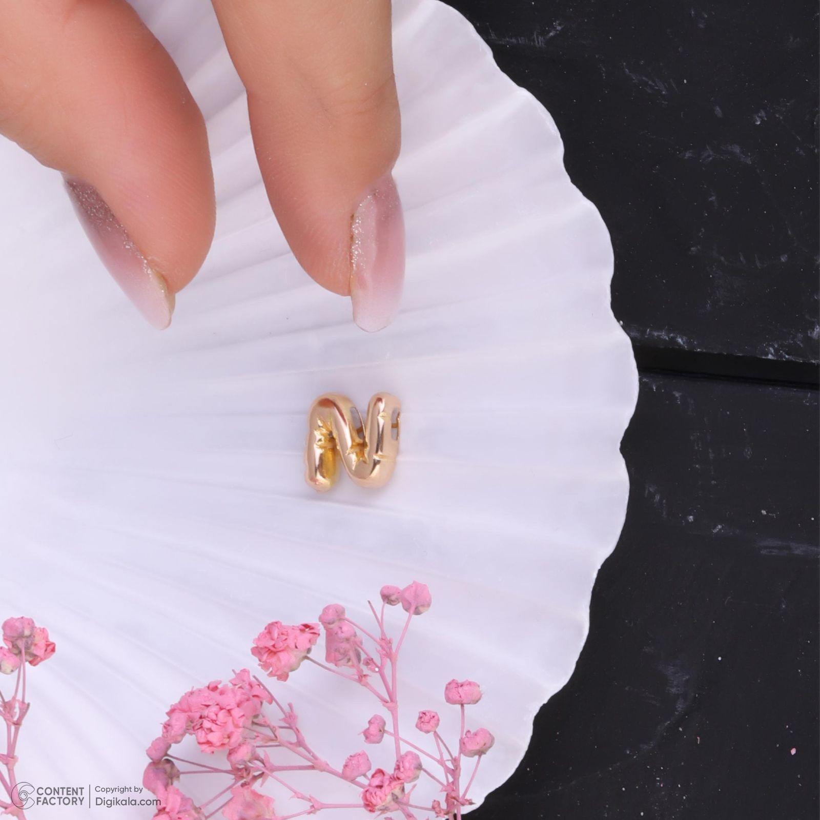 آویز گردنبند طلا 18 عیار زنانه حافا گلد طرح حرف N کد a018 -  - 7