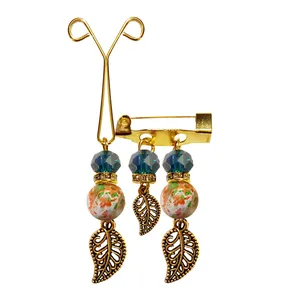 ست سنجاق سینه و گیره روسری طرح برگ کد PM460