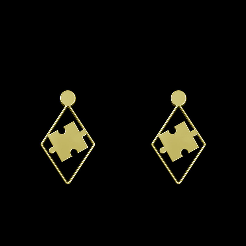 گوشواره طلا 18 عیار زنانه مدوپد مدل پازل کد GA1-11367