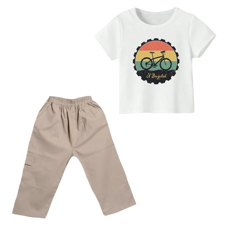 ست تی شرت و شلوارک پسرانه مدل دوچرخه کد ۸