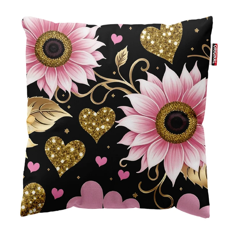 کوسن پاد آفرین طرح گل و قلب کد 2180 سایز 30*30 سانتی متر