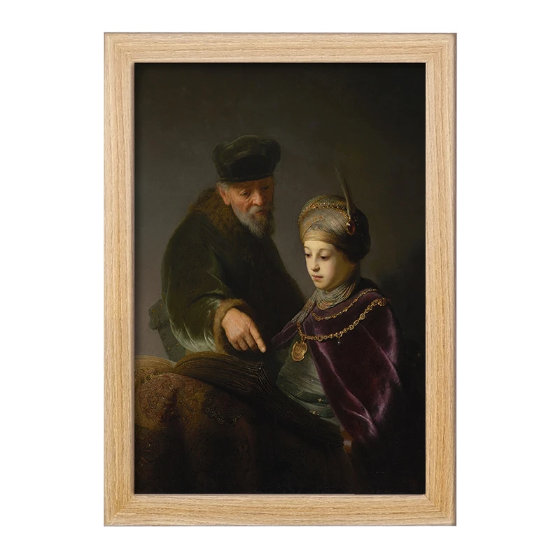 تابلو خندالو مدل نقاشی یک محقق جوان و معلم او اثر رمبرانت کد F12161