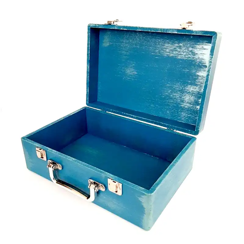 جعبه هدیه چوبی مدل چمدان طرح کاشی سنتی کد WS153