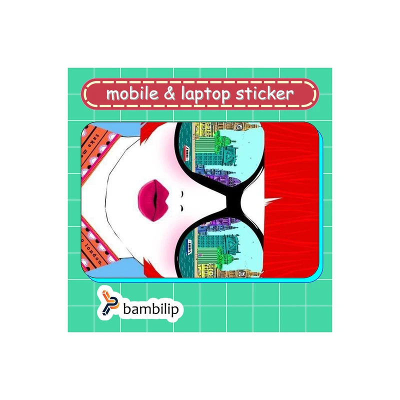 استیکر بامبیلیپ مدل کارت عابر طرح دختر موقرمز و عینکش کد 1811069
