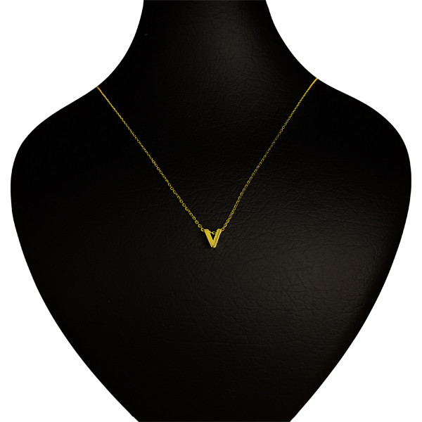 گردنبند طلا 18 عیار زنانه گنجینه هنر خوش نشین مدل سه بعدی طرح V