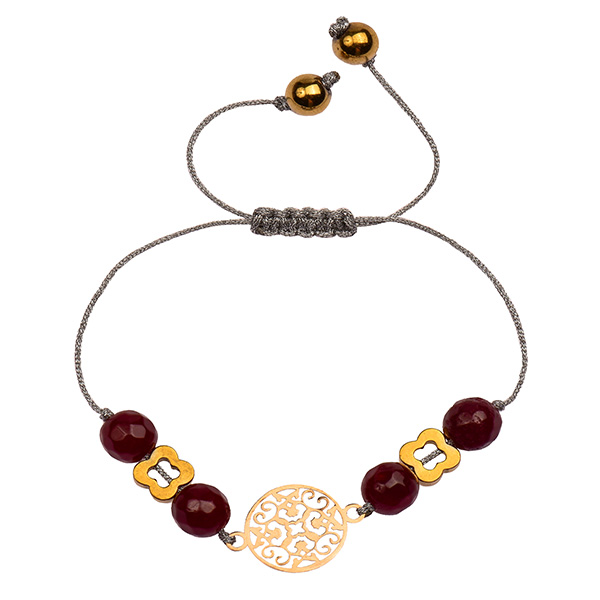 دستبند طلا 18 عیار دخترانه کرابو طرح دایره ی اسلیمی مدل Krd1034 -  - 1