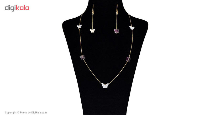 نیم ست طلا 18 عیار زنانه مایا ماهک مدل MS0389 پروانه صدف و سواروسکی