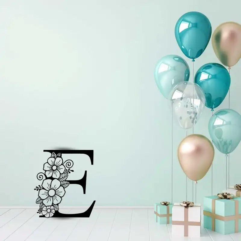 استیکر مدل چوبی طرح حروف انگلیسی گل دار کد HGOL-E