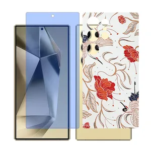 Glass Together model Blue cut screen protector for Samsung Galaxy S22 Ultra mobile phone with back cover sticker