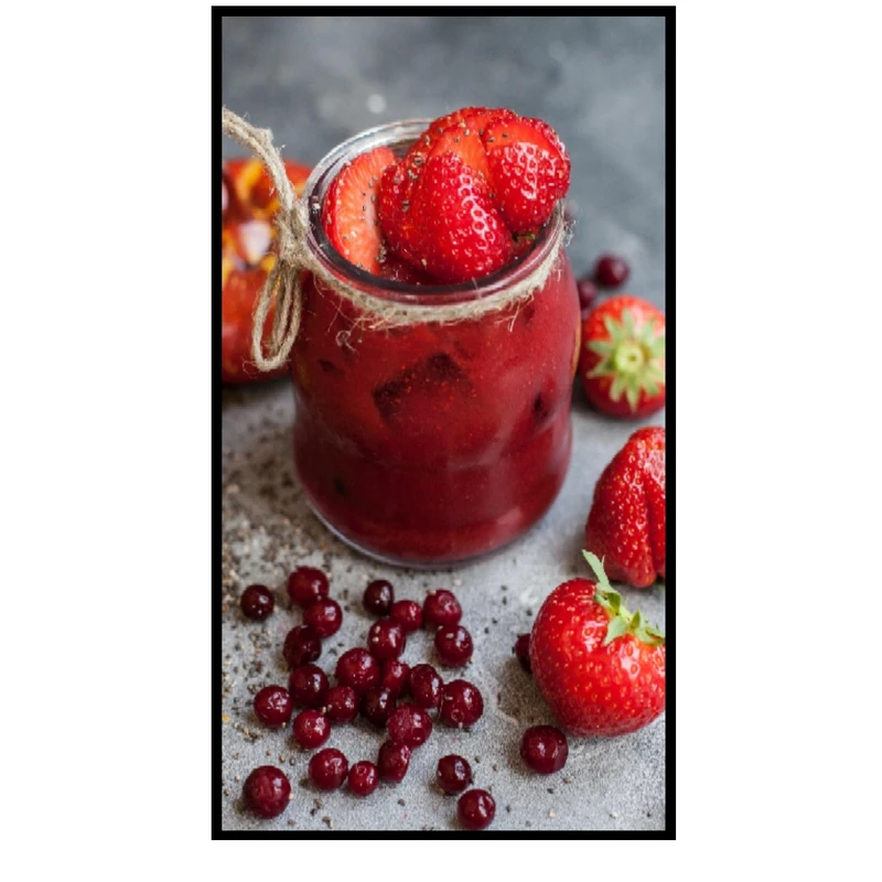 تابلو بکلیت طرح توت فرنگی کافه  مدل B-pe1332 فریم مشکی