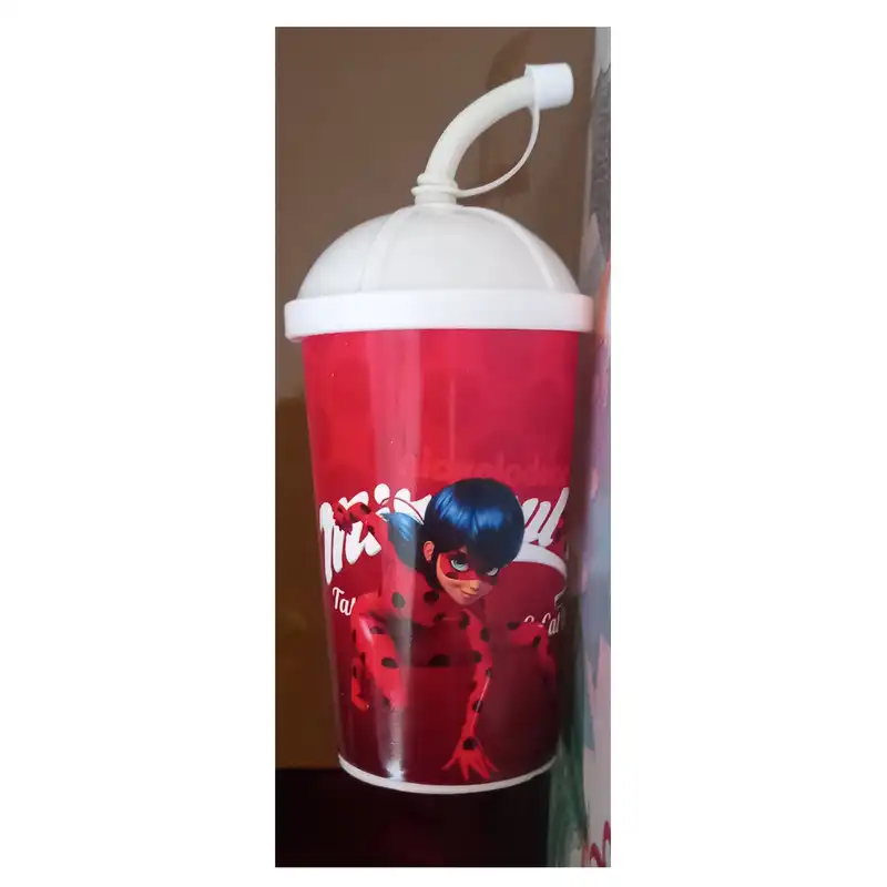 لیوان کودک مدل نی دار طرح دختر کفشدوزکی کد n-l-25