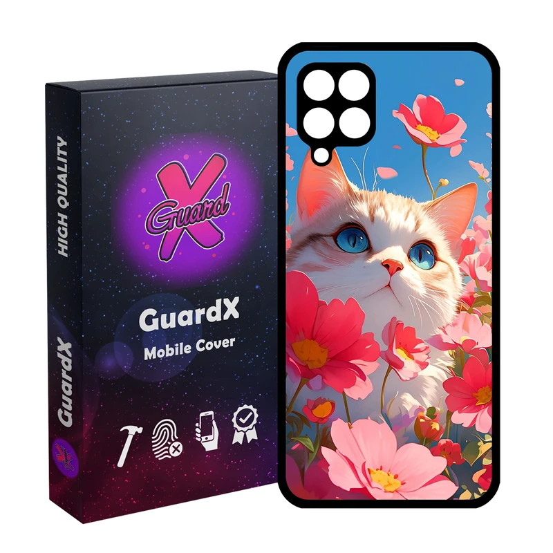 کاور گارد ایکس طرح گربه مدل  Glass10742 مناسب برای گوشی موبایل سامسونگ Galaxy A12/M12/F12