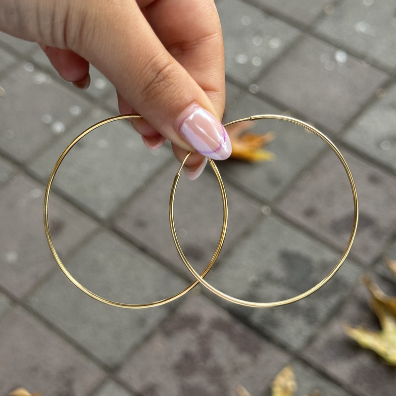 گوشواره حلقه‌ای طلا 18 عیار زنانه کایوشکه مدل دایره