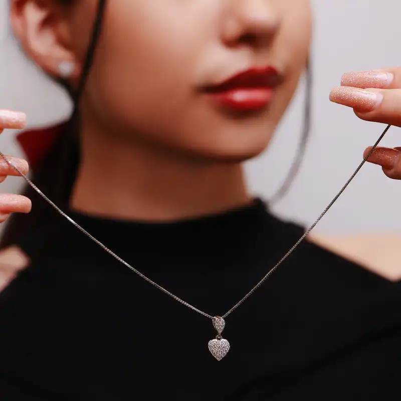 نیم ست نقره زنانه جی تی ای مدل قلب