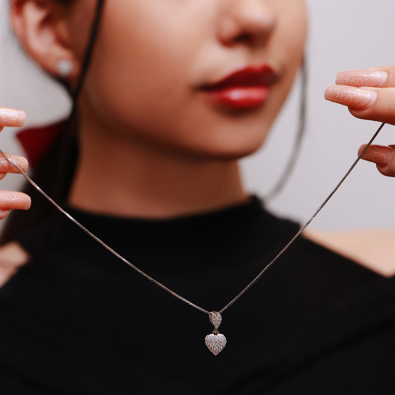 نیم ست نقره زنانه جی تی ای مدل قلب