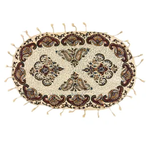 رومیزی قلمکار ممتاز اصفهان اثر عطريان طرح ترنج مدل G83سایز 30*50 سانتی متر