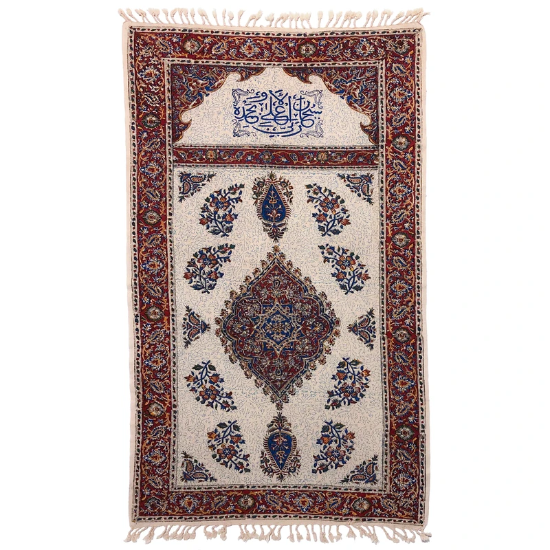 سجاده قلمکار ممتاز اصفهان اثر عطريان طرح ترنج مدل G76 سایز 60*120 سانتی متر